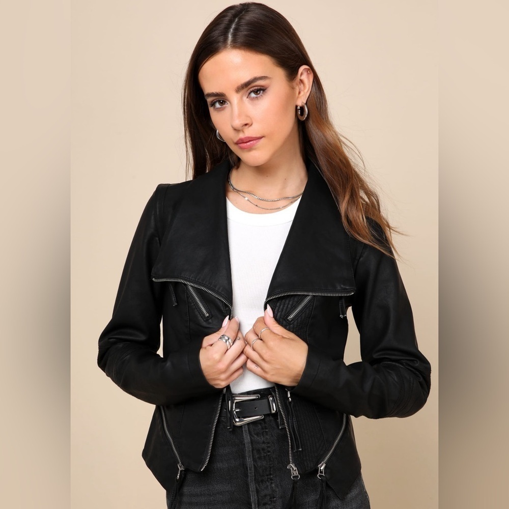 Lulu's Black Faux Leather Moto Jacket